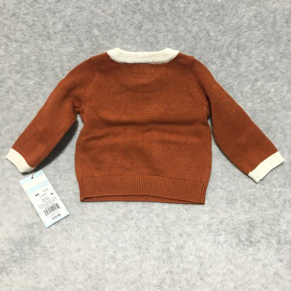 Baby Cat & Jack Infant Sweater NB New Born Rust Orange Brown Knit Ribbed Sweater - Picture 3 of 7